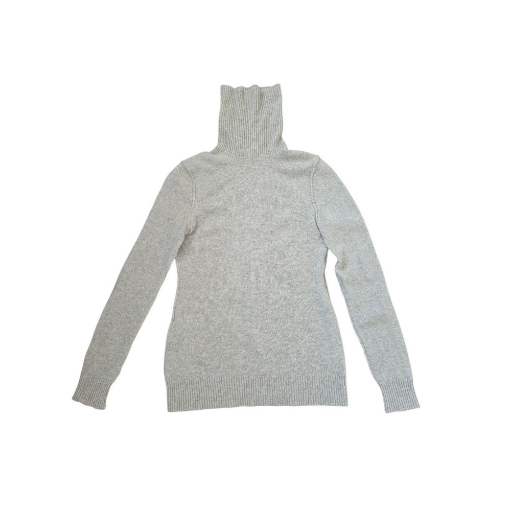 Aqua Cashmere Taupe Gray Cream Preppy Old Money Minimalist Turtleneck Sweater XS